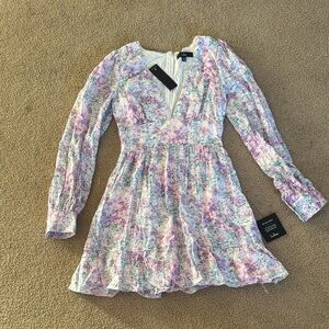 Lulus Floral Long-Sleeve Dress